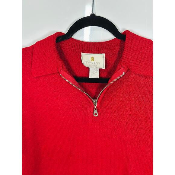 VTG 90s Express Tricot Sweater Pullover 1/4 Zip Casual Preppy Women's Size XS - Picture 2 of 8